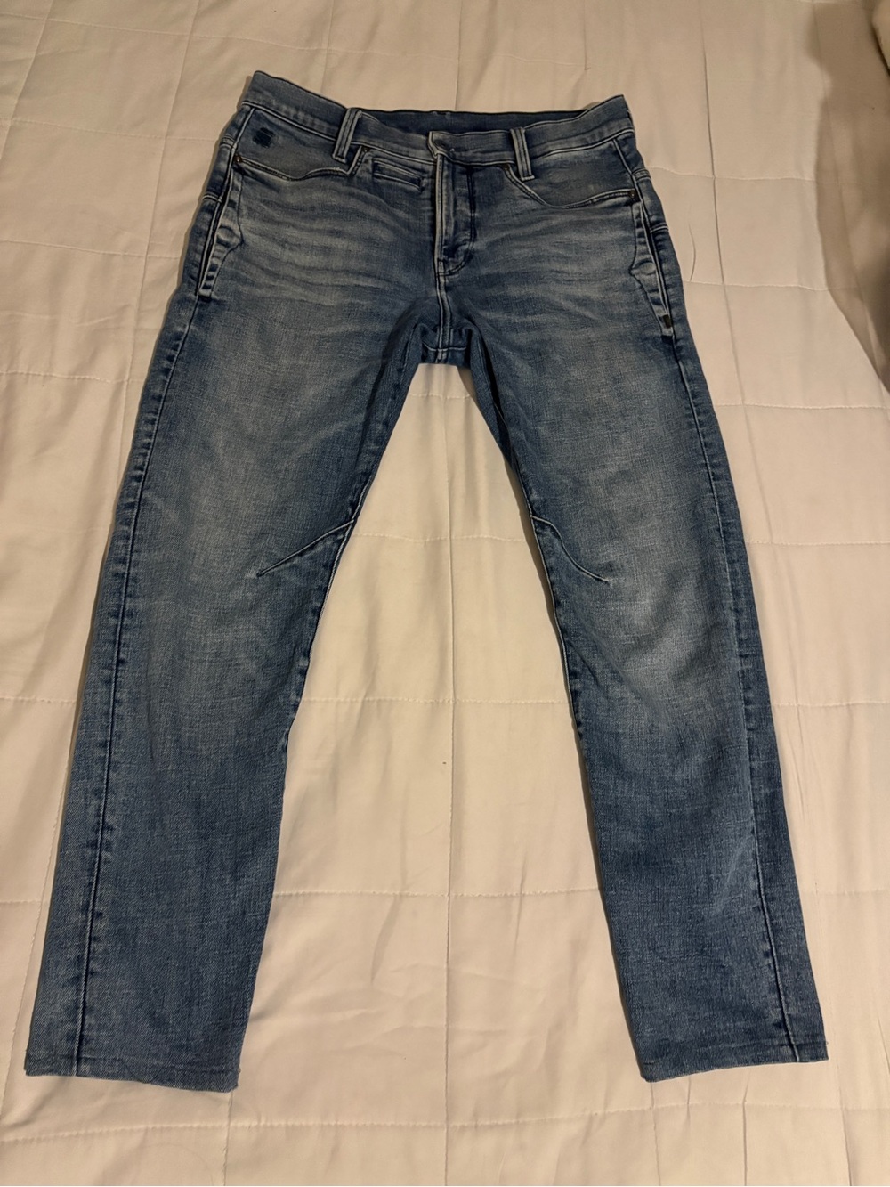 G-Star Slim Straight Washed Denim Jeans - Blue